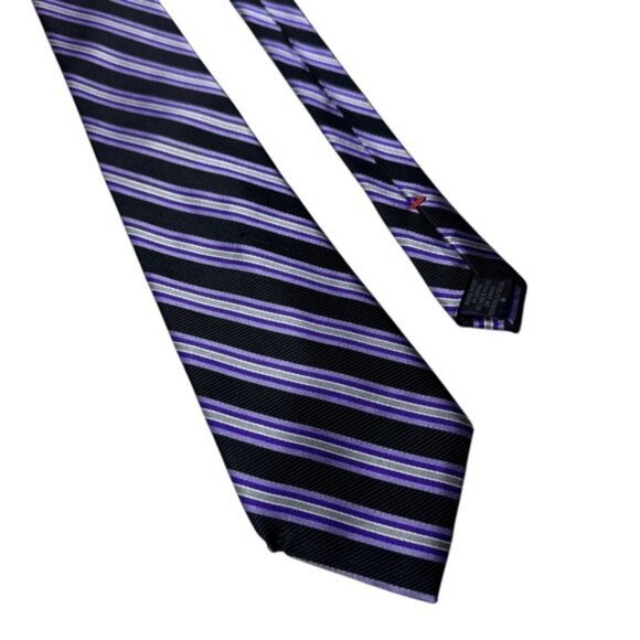 Ralph Lauren Chaps Silk Tie‎ Quiet Luxury Old Money Striped Purple Formal… - Picture 1 of 7
